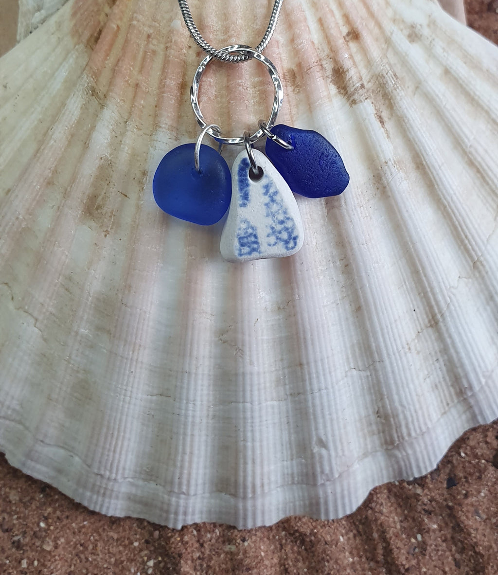 Sea Pottery and Glass Trio