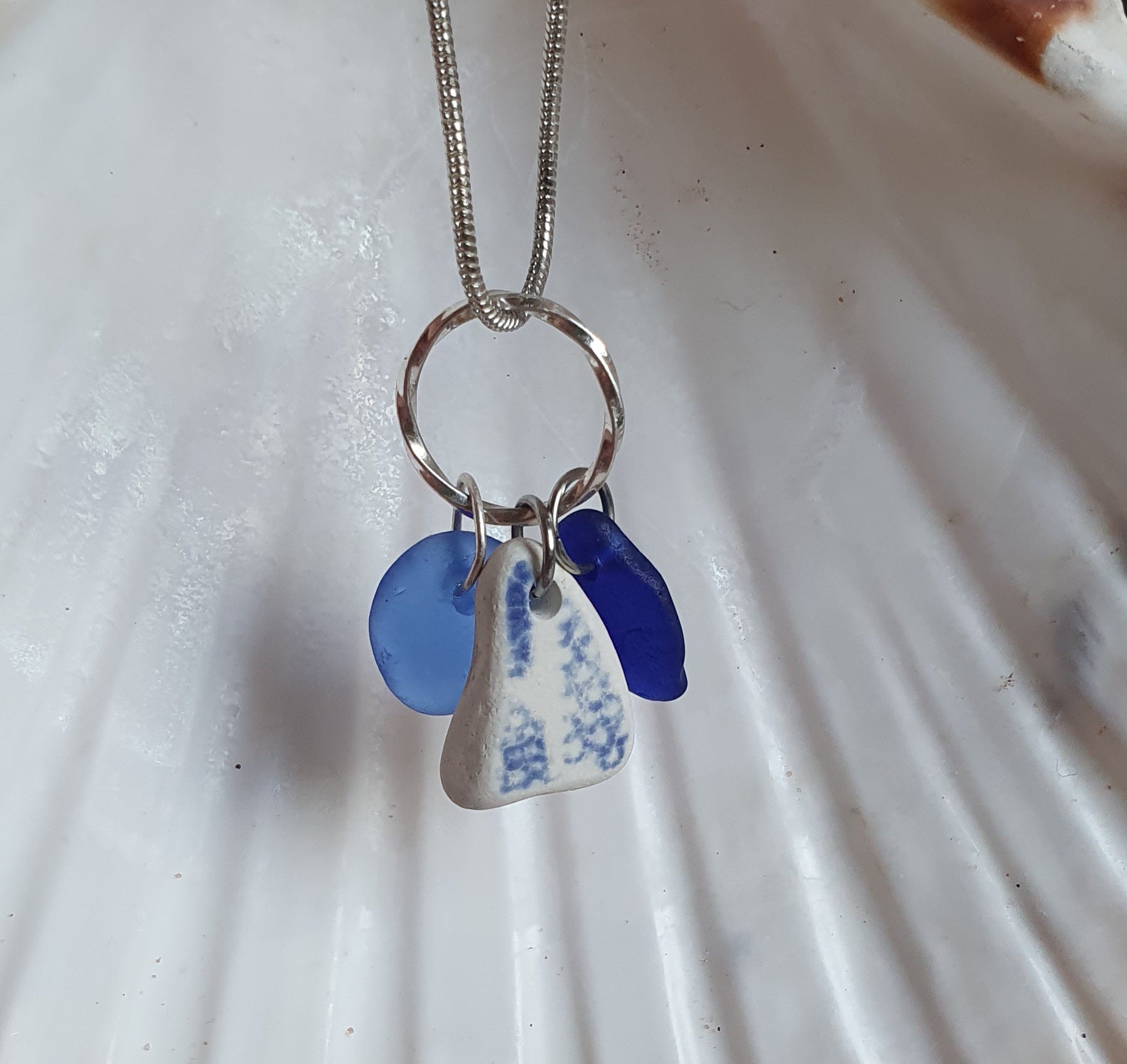 Sea Pottery and Glass Trio