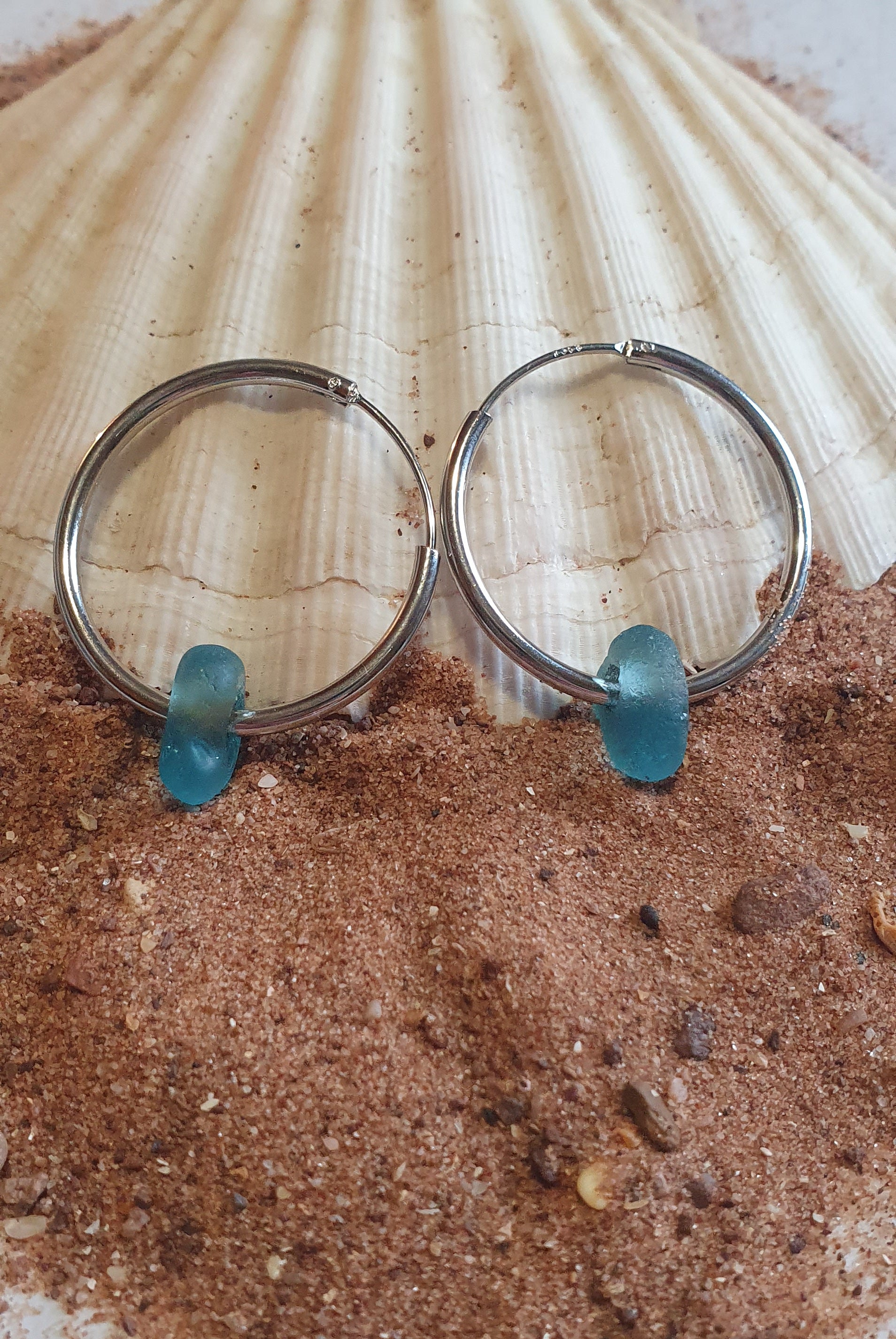 Blue Hoop Earrings