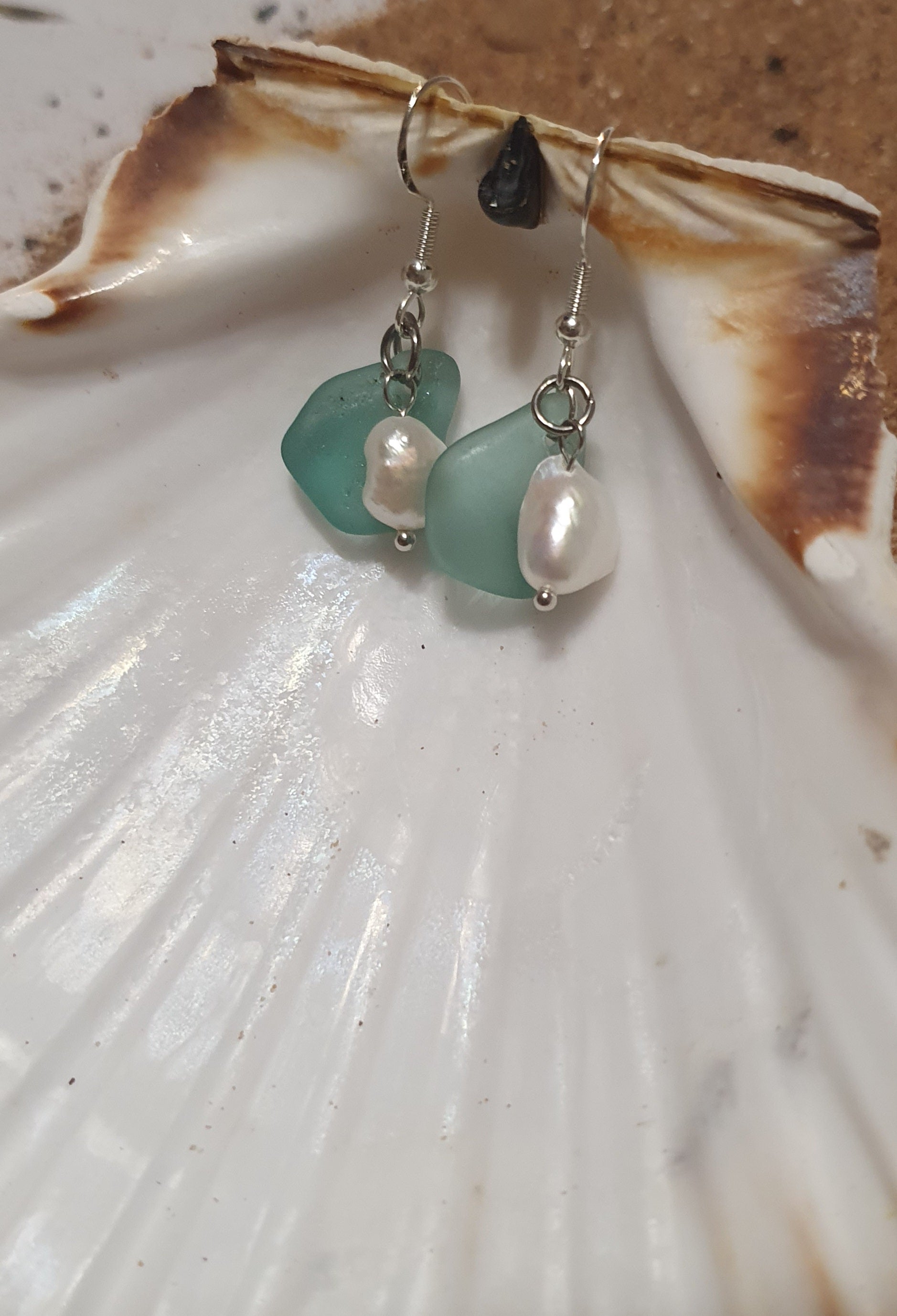 Aqua Pearl Drop Earrings